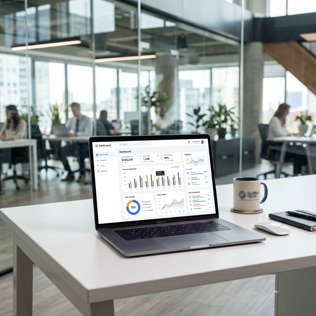 Laptop showing platform software dashboard